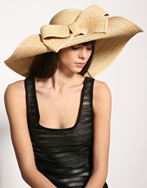 Helene Berman Bow Straw Floppy Hat