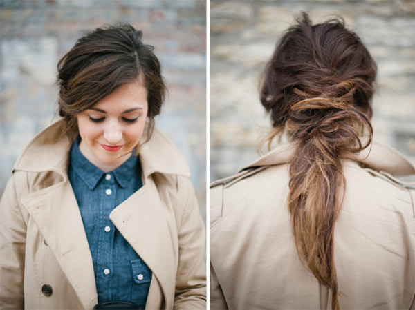 deconstructed ponytail that gives a messy