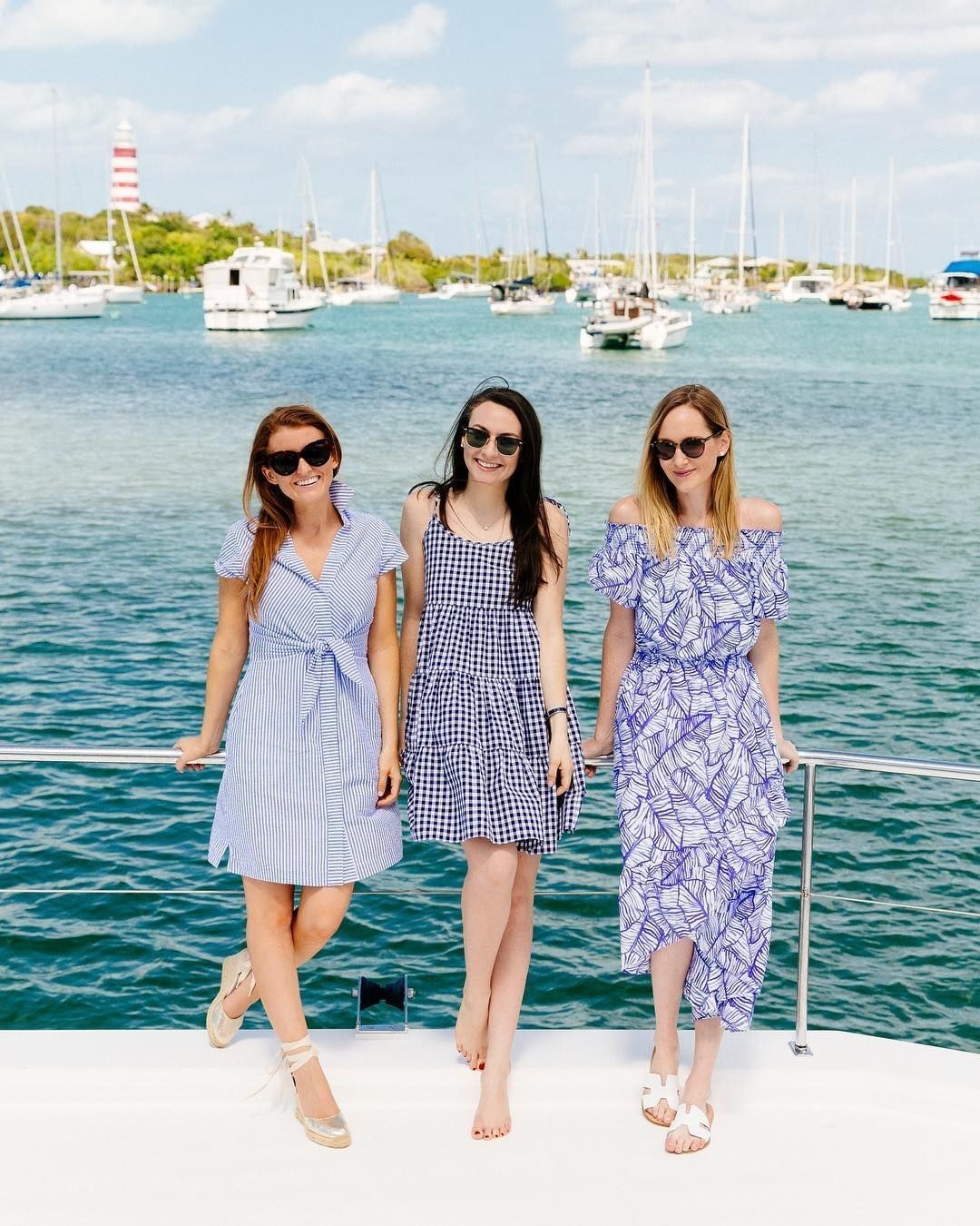 Take a tip in bestie boating chic care of @carly and crew's blue hued frocks
